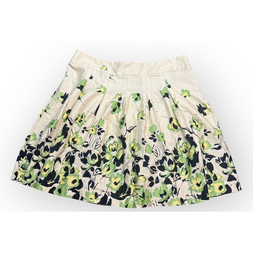 George Womens Size 18 Pleated Floral A Line Skirt Beige Green Black‎